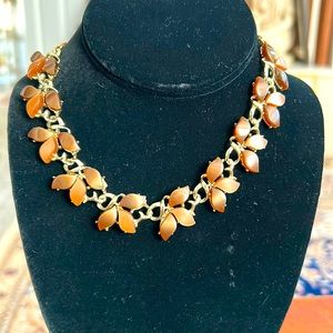 Vintage choker unsigned with two tone petals brown and burnt sienna